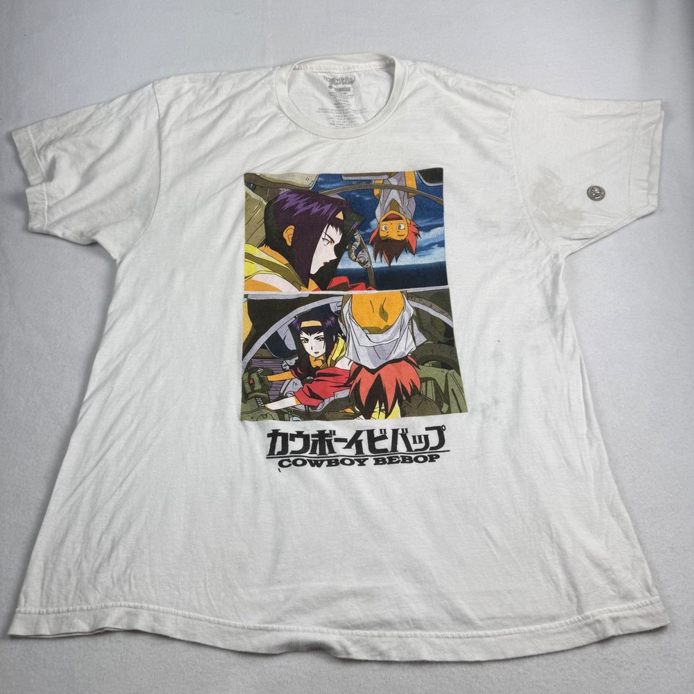 Sunrise Cowboy Bebop Anime Graphic Tee White Mens Large Faye Valentine Ed Shirt‎